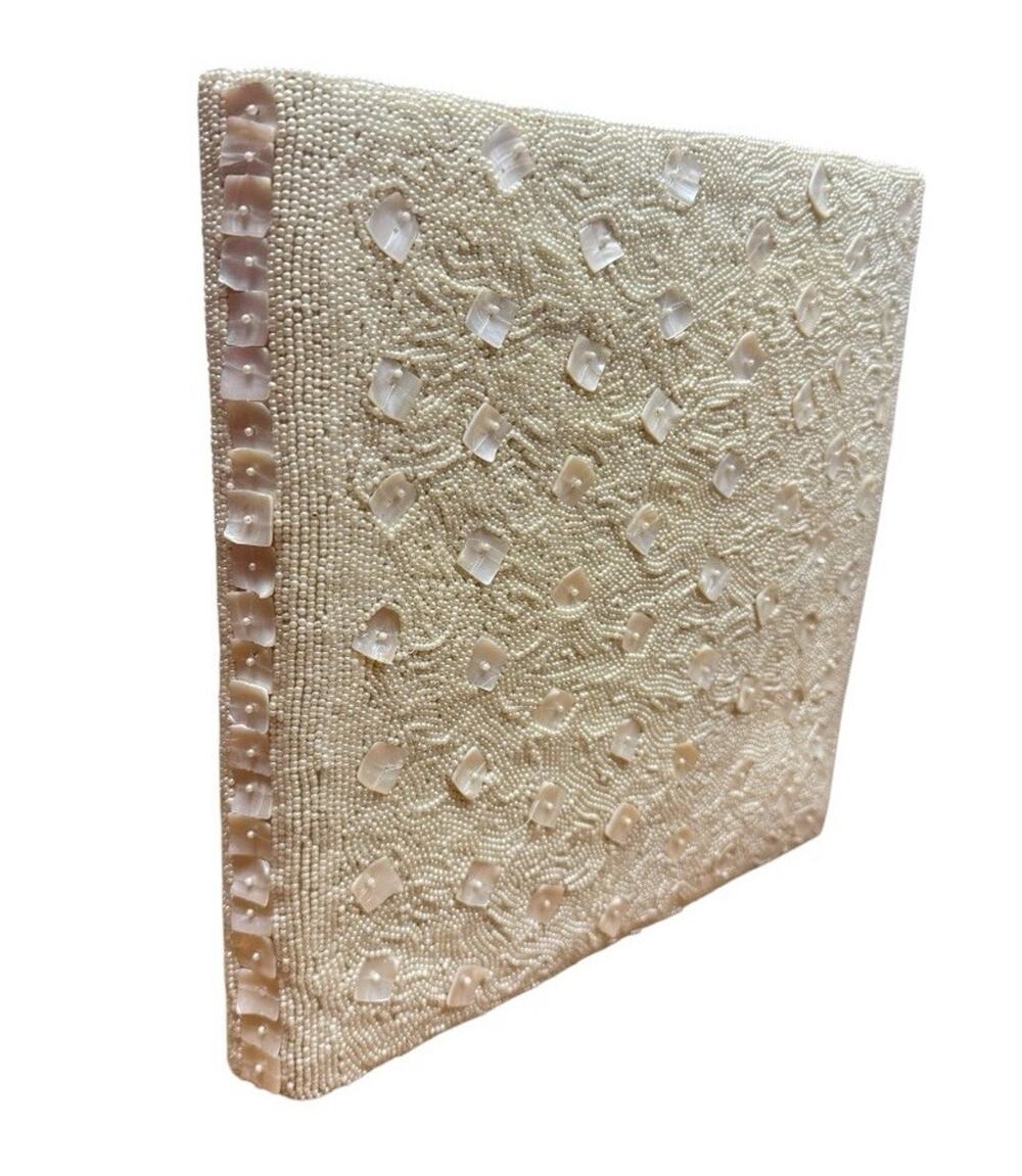 Vintage 90s World Paper Capiz Shell And Faux Pearl Paper Album 12x12.5x1.5”